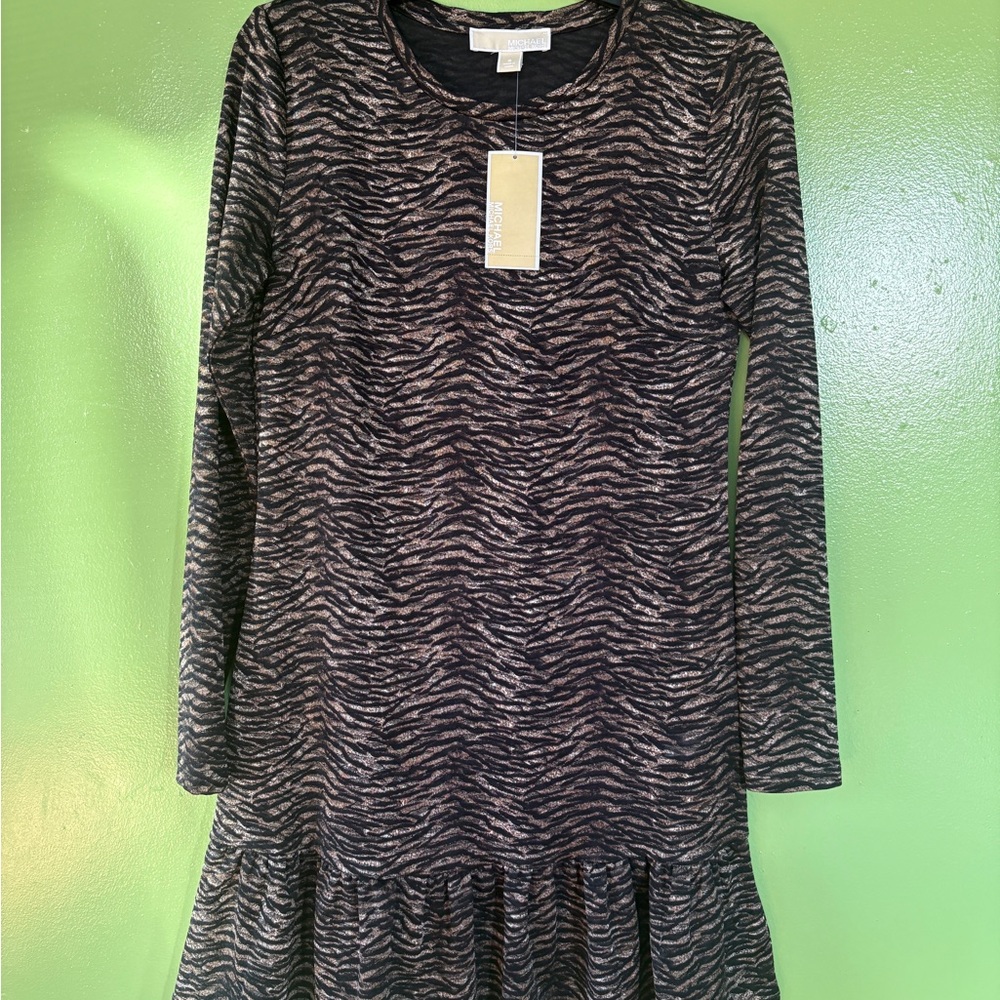 Michael Kors Black and Tan Zebra Pattern Kids Dress